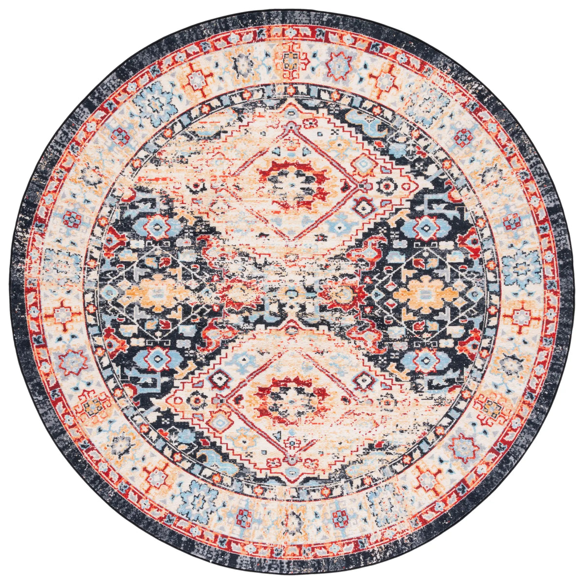 Safavieh Riviera 6'-7" x 6'-7" Rug in Charcoal / Gold