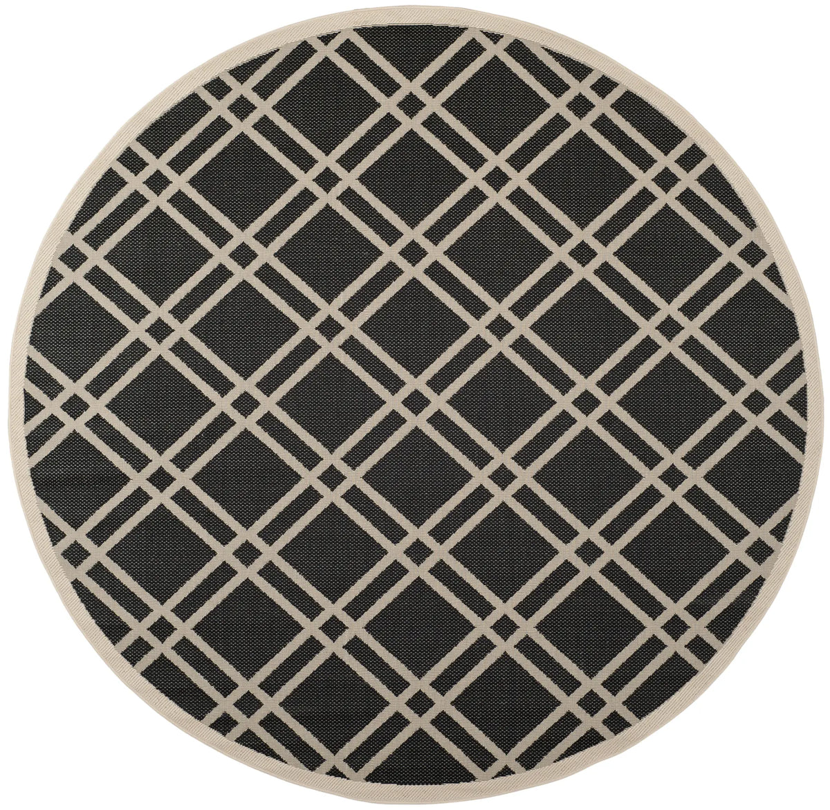 Safavieh Courtyard 7'-10" x 7'-10" Rug in Black / Beige