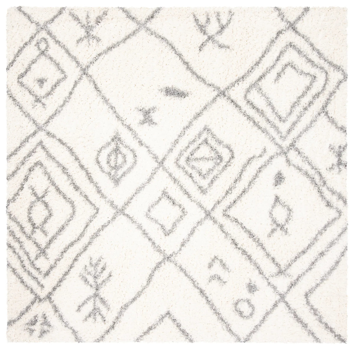Safavieh Parma Shag 6'-7" x 6'-7" Rug in Cream / Grey