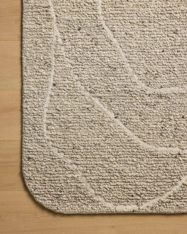Loloi Otis OTT-01 Oatmeal / Ivory Rug - corner on wood