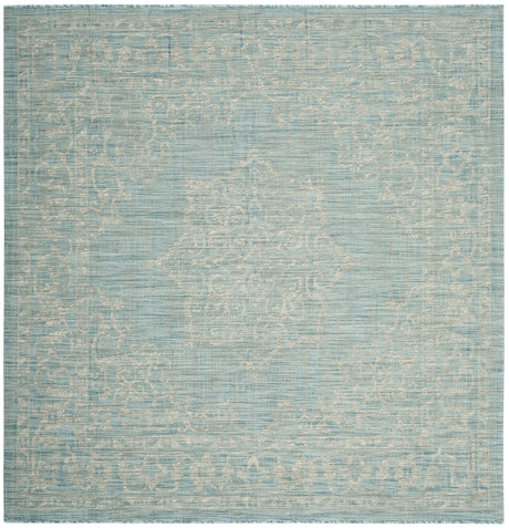 Safavieh Courtyard 6'-7" x 6'-7" Rug in Aqua / Grey