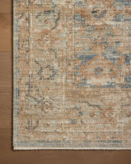Loloi Heritage Her-15 Ocean/Sand Rug - corner on wood