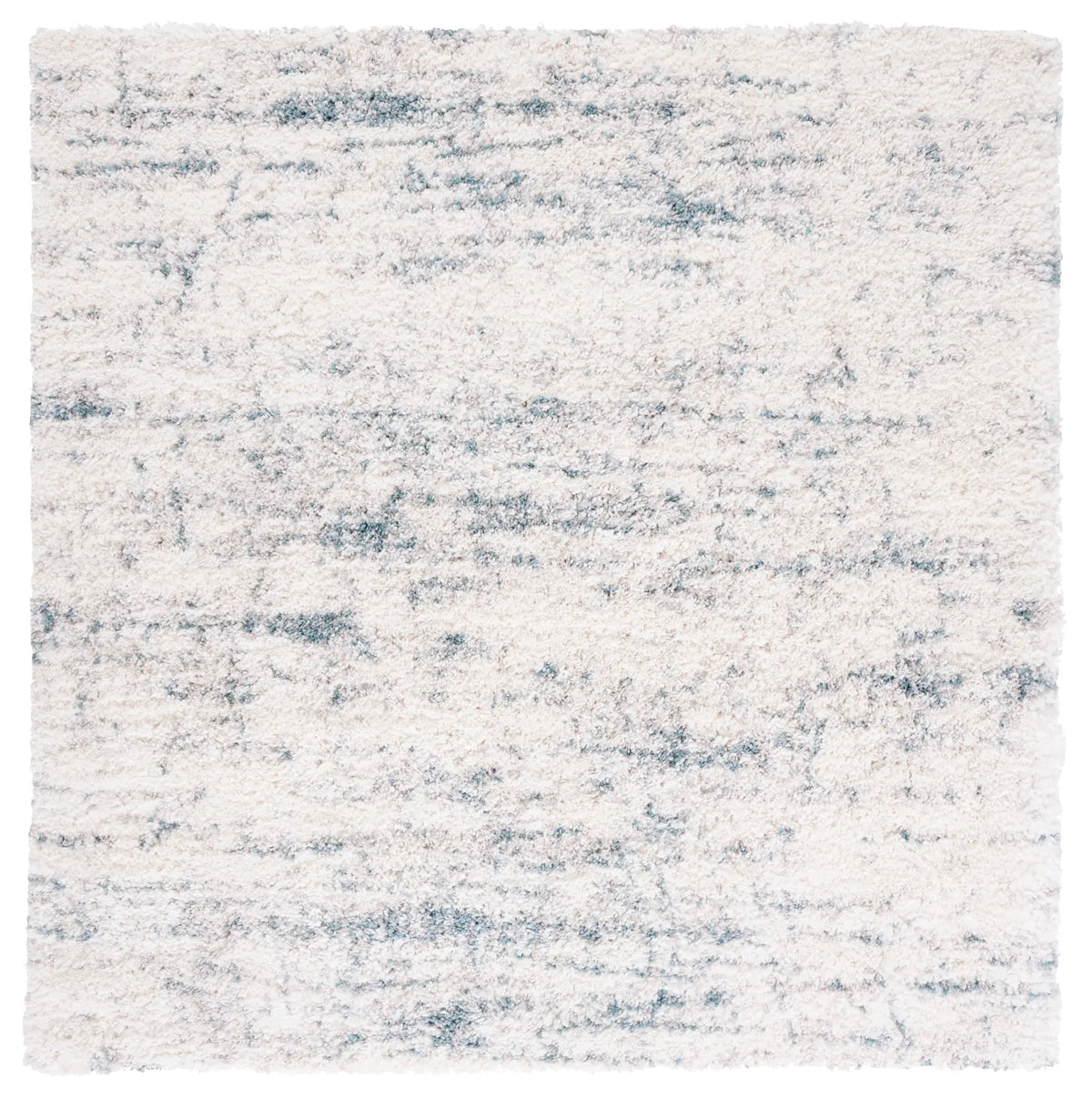 Safavieh Fontana Shag  800 6'-7" x 6'-7" Rug in Ivory / Teal