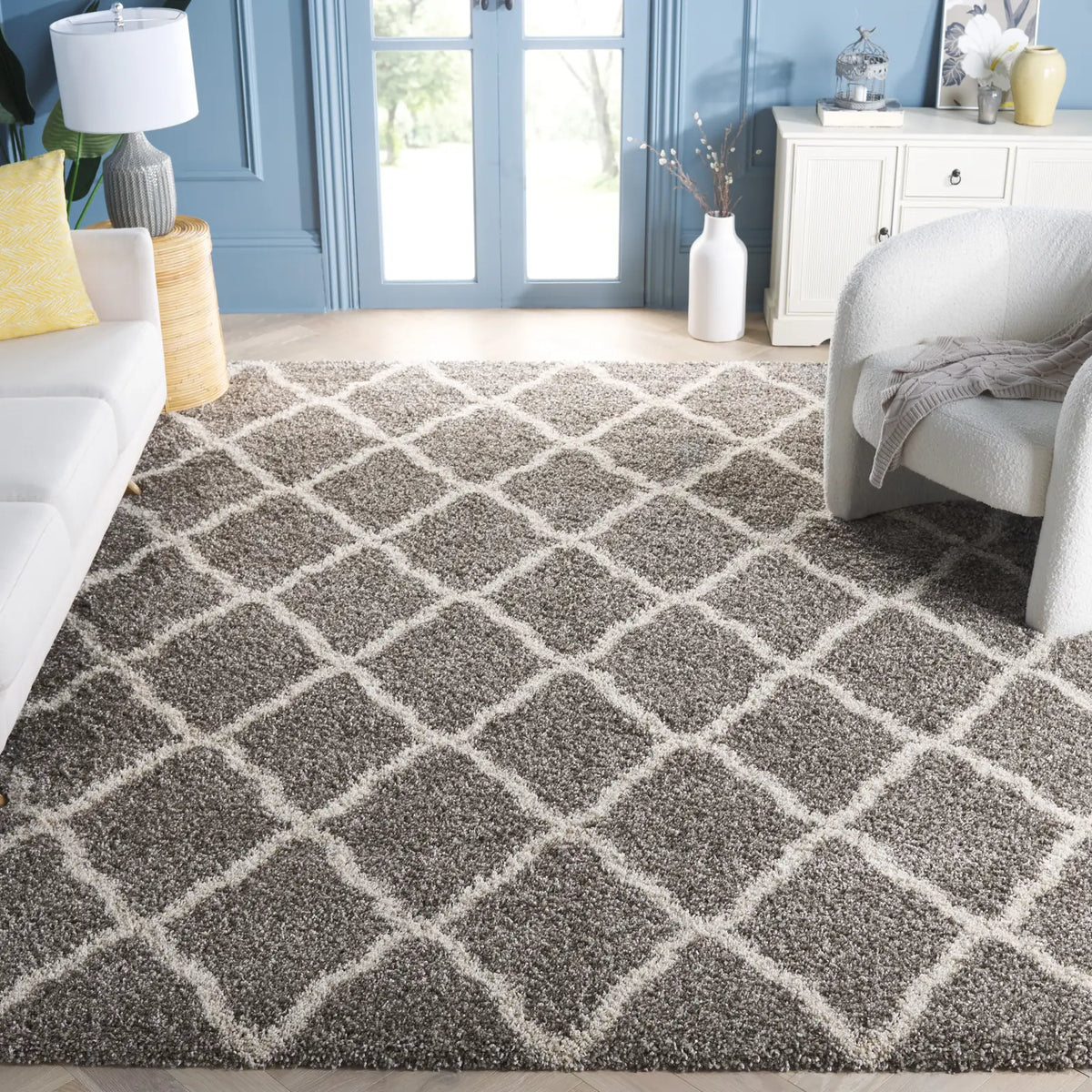 Safavieh Hudson Shag 10'-0" x 14'-0" Rug in Grey / Ivory