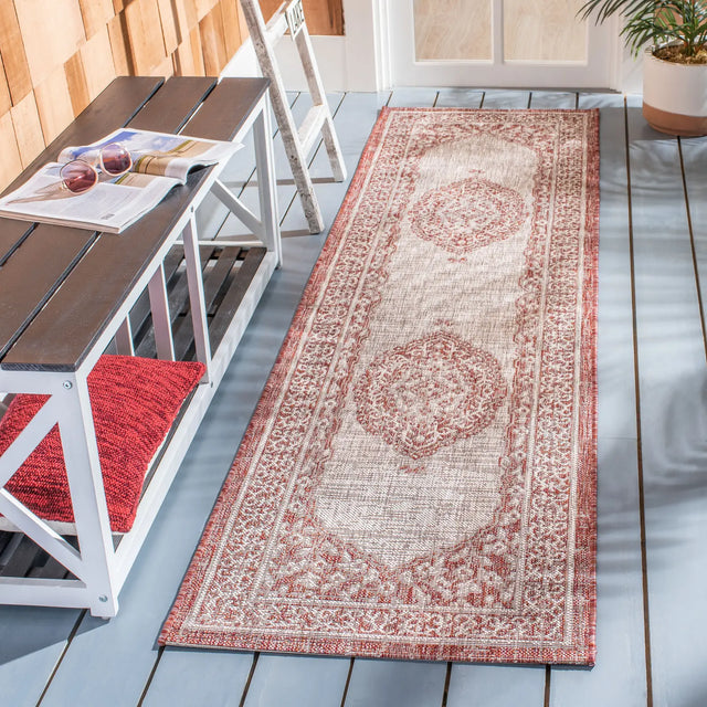 Safavieh Courtyard 2'-3" x 10'-0" Rug in Light Beige / Terracotta