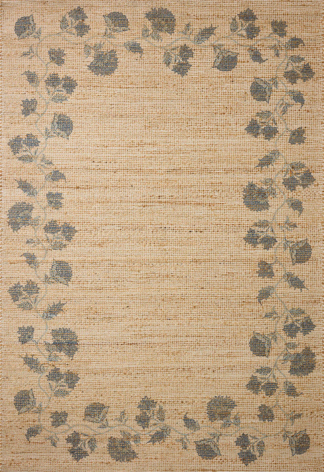 Chris Loves Julia x Loloi Rue RUE-05 Natural / Denim Rug - main flat