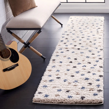 Safavieh Calico Shag 2'-2" x 8'-0" Rug in Ivory / Taupe