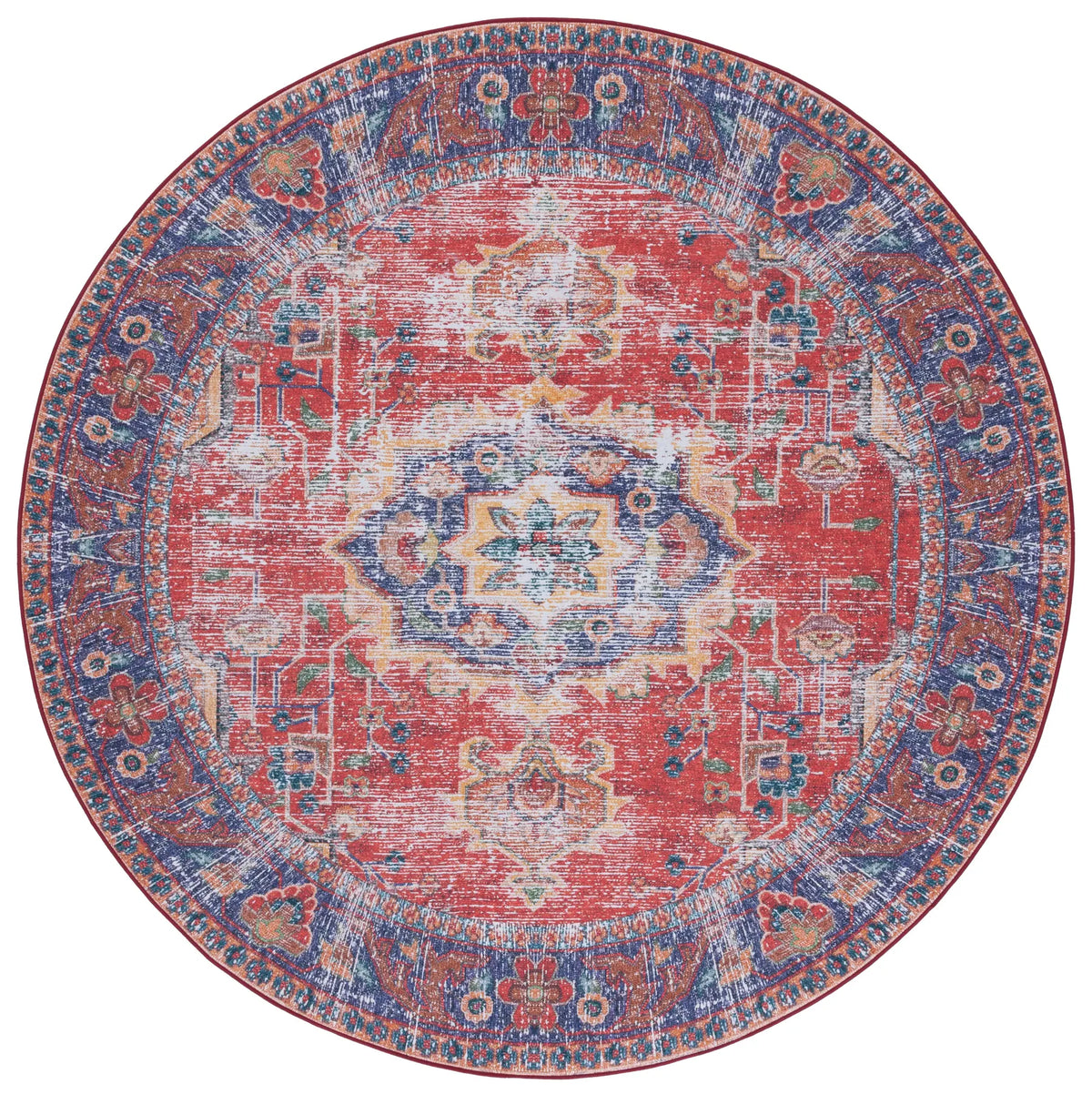 Safavieh Tucson 6'-0" x 6'-0" Rug in Red / Navy