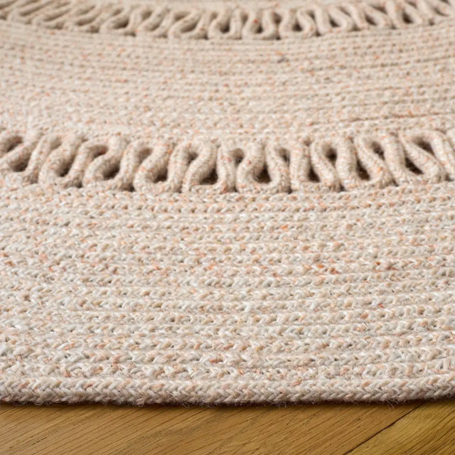 Safavieh Braided 5'-0" x 5'-0" Rug in Peach / Ivory