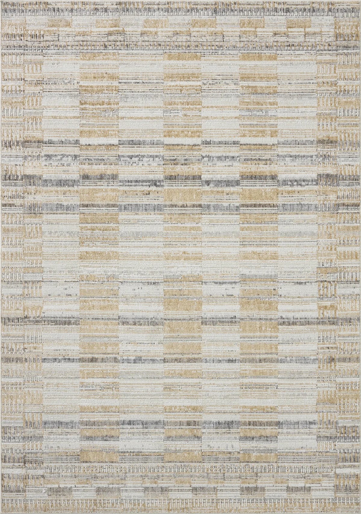 Loloi Roxie ROX-03 Contemporary Power Loomed Granite, Gold Rug - main flat