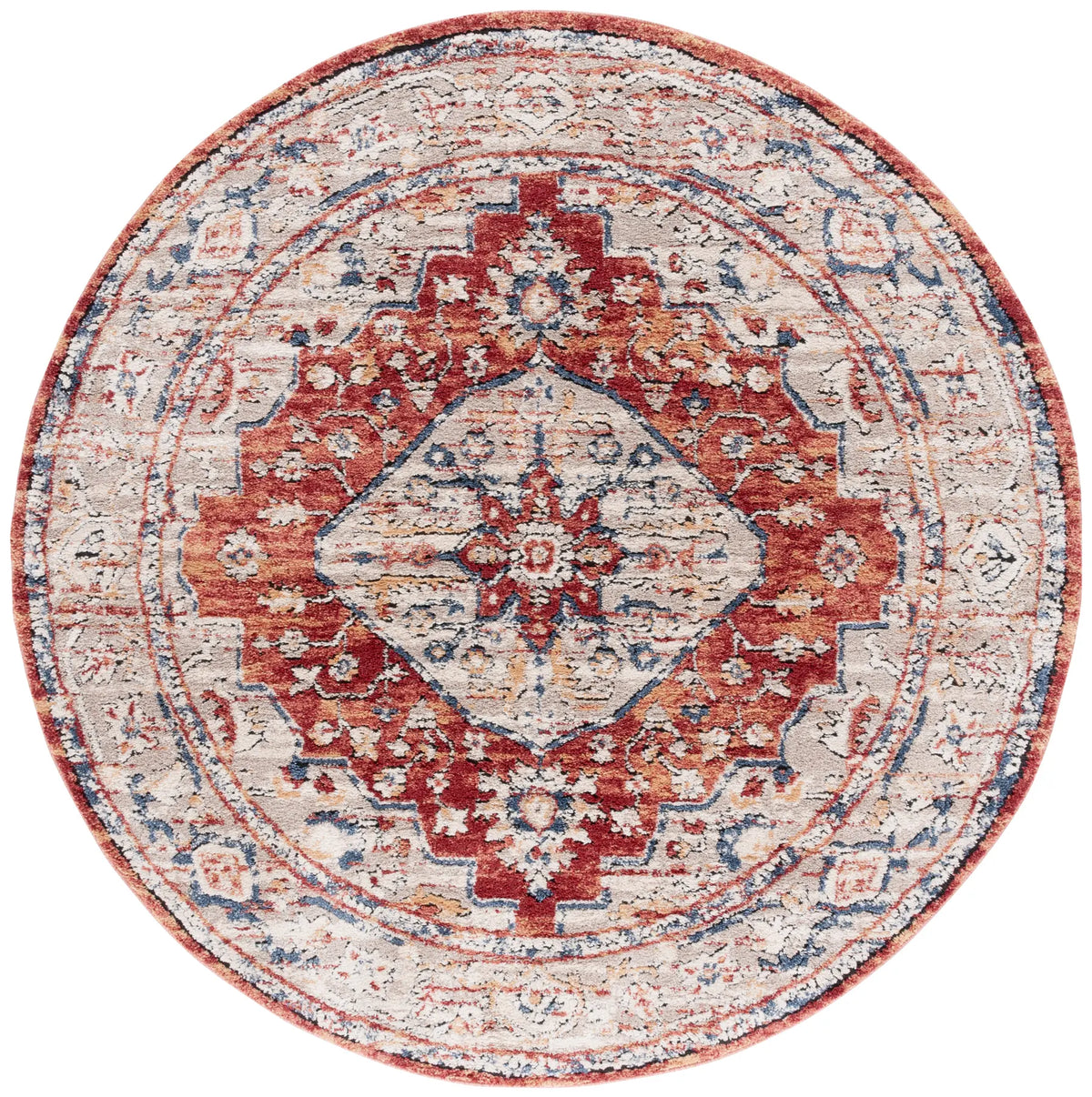 Safavieh Luna 6'-7" x 6'-7" Rug in Beige / Rust Blue