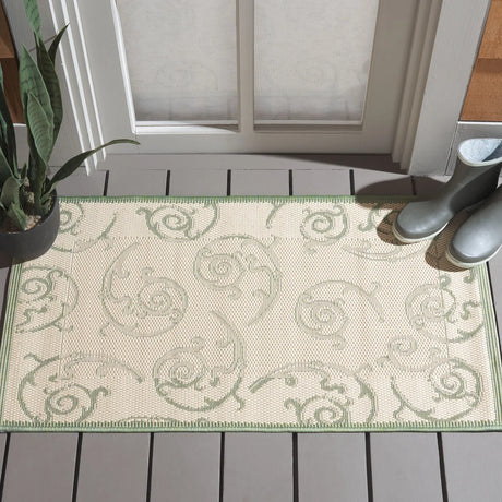 Safavieh Courtyard 2'-0" x 3'-7" Rug in Natural / Olive