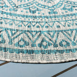 Safavieh Courtyard 5'-3" x 5'-3" Rug in Light Grey / Teal