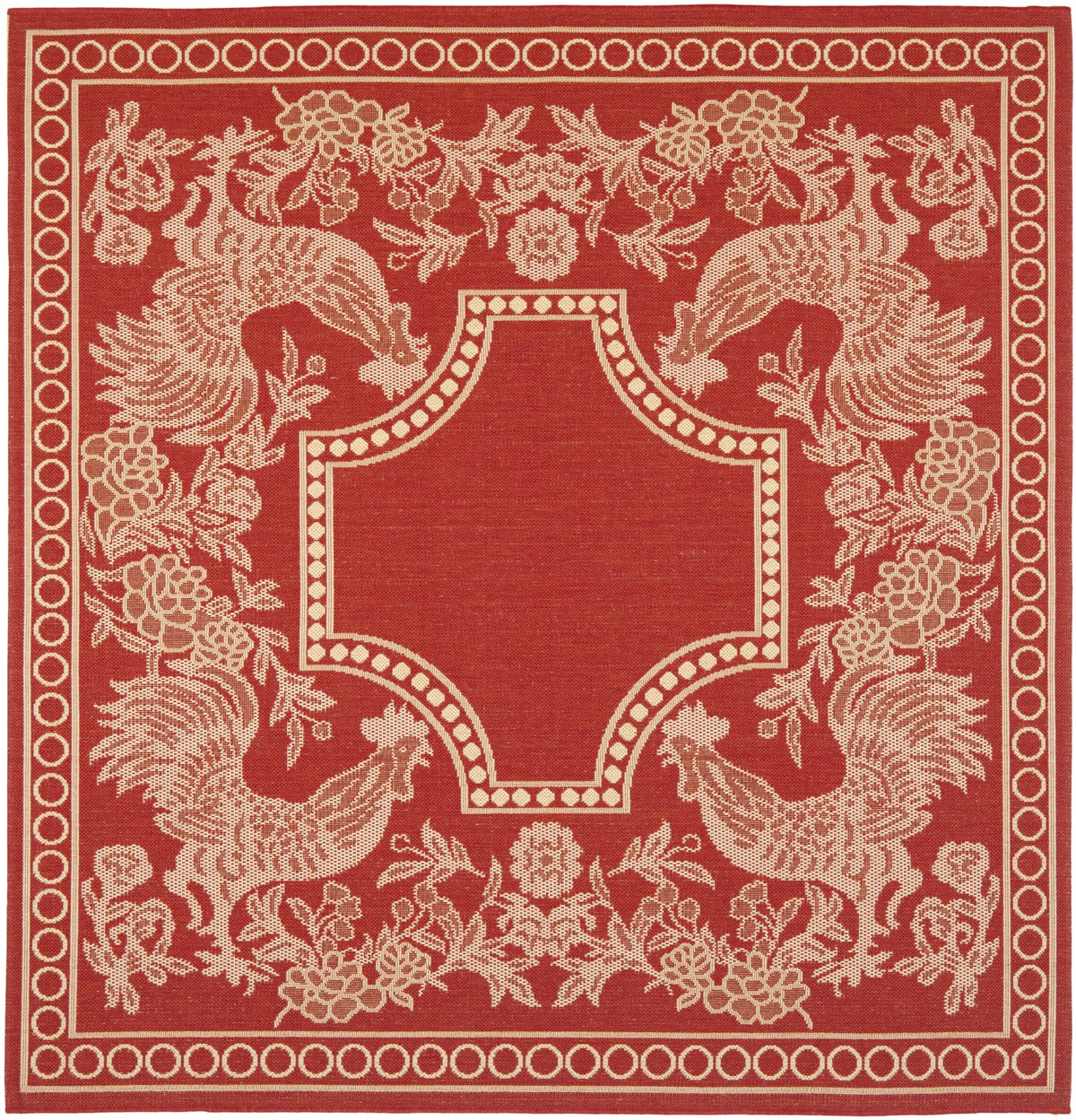 Safavieh Courtyard 6'-7" x 6'-7" Rug in Red / Natural