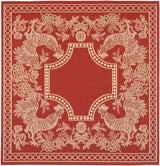 Safavieh Courtyard 6'-7" x 6'-7" Rug in Red / Natural
