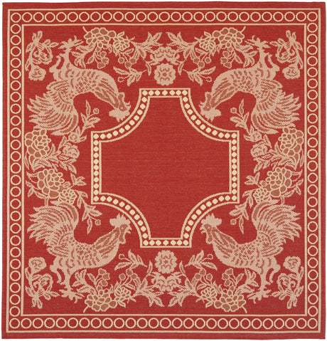 Safavieh Courtyard 6'-7" x 6'-7" Rug in Red / Natural