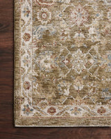 Loloi Gaia Gaa-05 Olive/Multi Rug - corner on wood