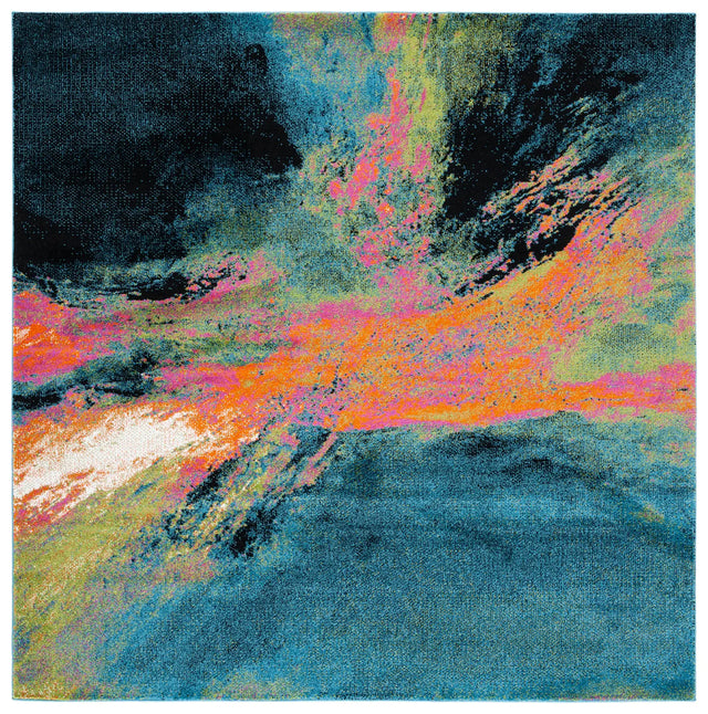 Safavieh Galaxy 6'-7" x 6'-7" Rug in Blue / Orange