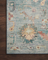 Loloi Margot Mat-06 Denim/Multi Rug - corner on wood
