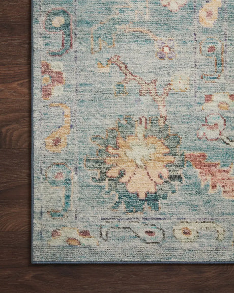 Loloi Margot Mat-06 Denim/Multi Rug - corner on wood