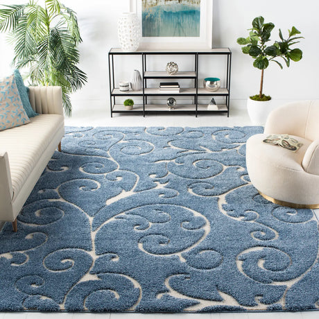 Safavieh Florida Shag 9'-6" x 13'-0" Rug in Light Blue / Cream