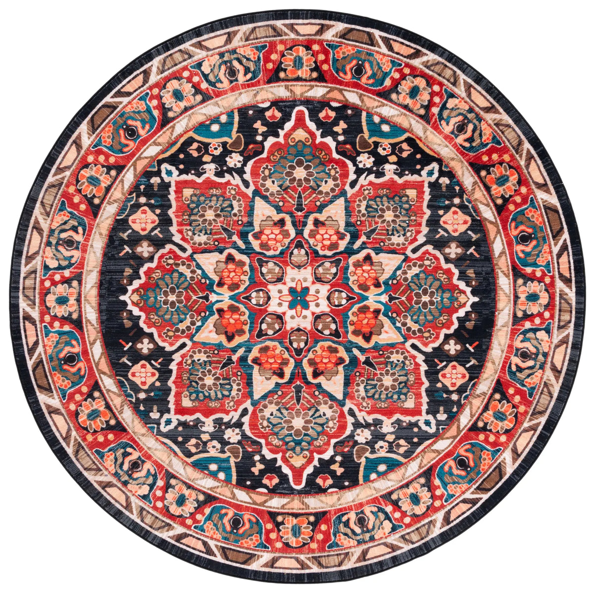Safavieh Riviera 6'-7" x 6'-7" Rug in Red / Navy