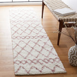 Safavieh Berber Shag 2'-2" x 9'-0" Rug in Ivory / Light Rose