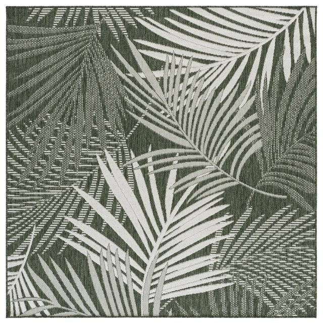 Safavieh Beach House 6'-7" x 6'-7" Rug in Green / Ivory