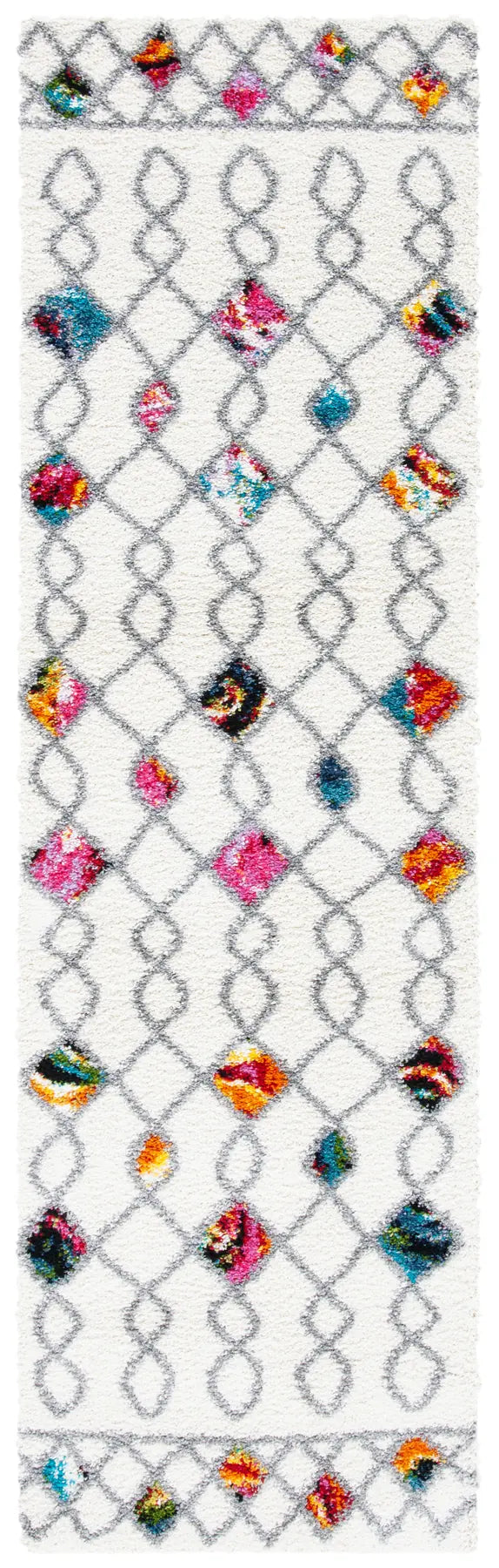 Safavieh Fiesta Shag 2'-3" x 8'-0" Rug in Cream / Multi