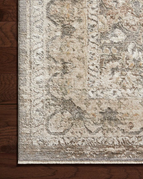 Loloi Sonnet Snn-08 Grey/Sage Rug - corner on wood