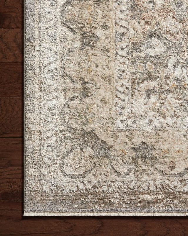 Loloi Sonnet Snn-08 Grey/Sage Rug - corner on wood