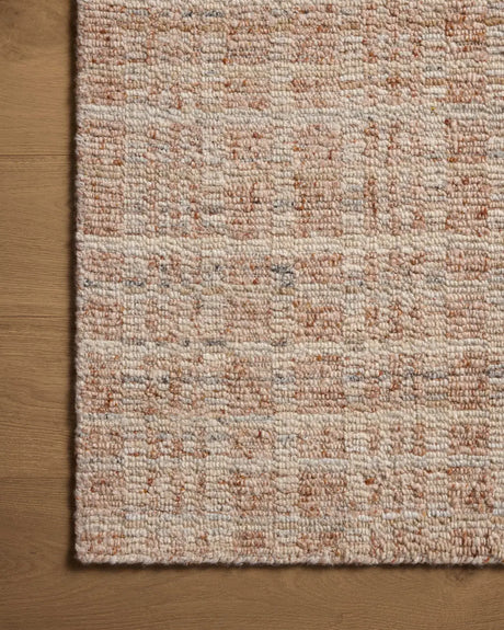 Loloi Sonya Soy-01 Terracotta/Natural Rug - corner on wood