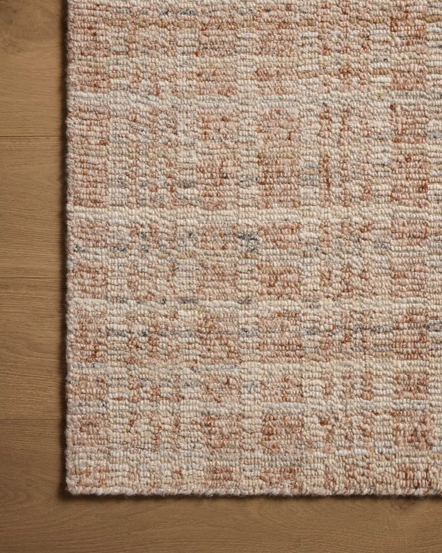 Loloi Sonya Soy-01 Terracotta/Natural Rug - corner on wood