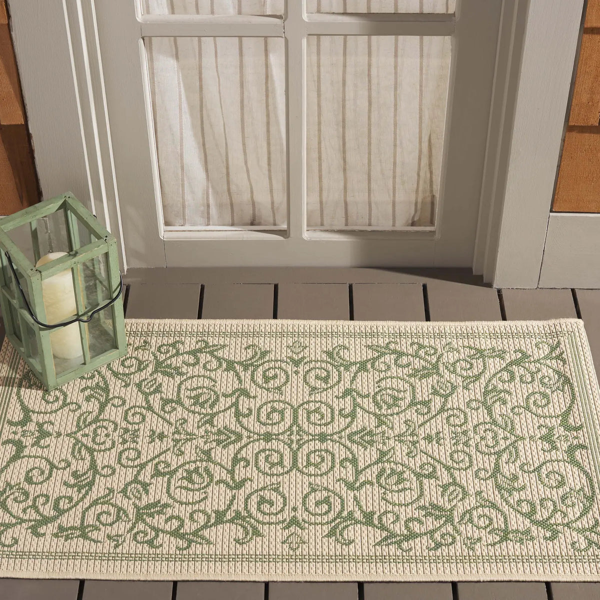 Safavieh Courtyard 2'-0" x 3'-7" Rug in Natural / Olive