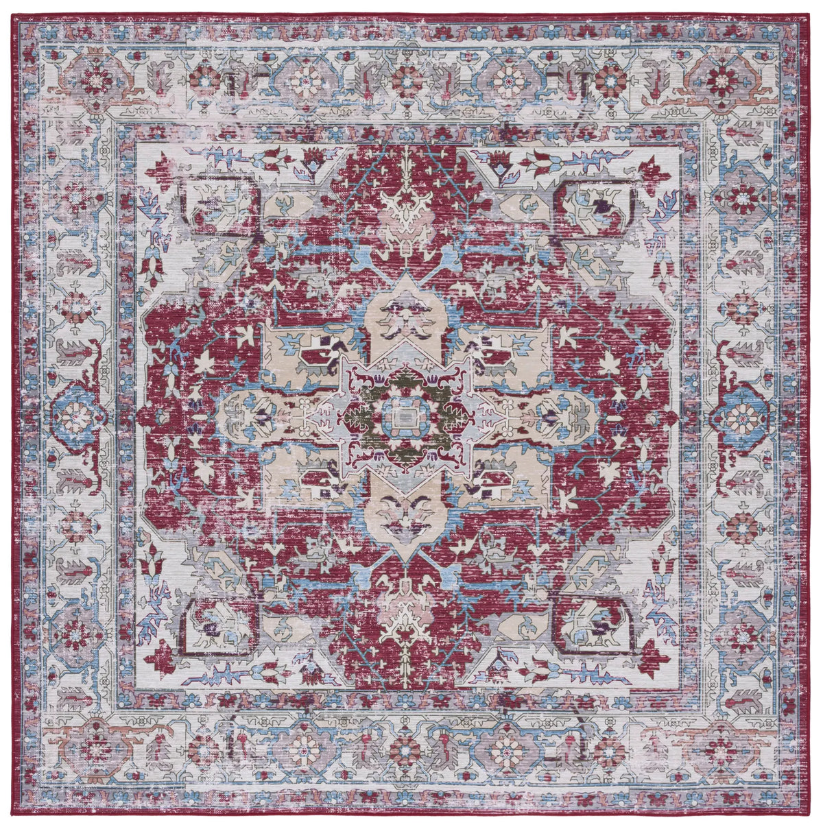 Safavieh Tucson 6'-0" x 6'-0" Rug in Burgundy / Beige