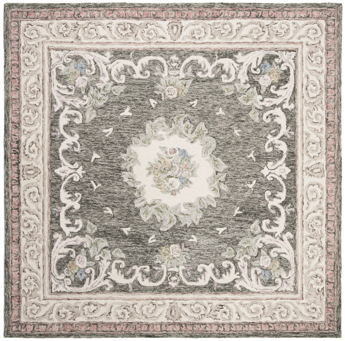 Safavieh Aubusson 6'-0" x 6'-0" Rug in Ivory / Charcoal