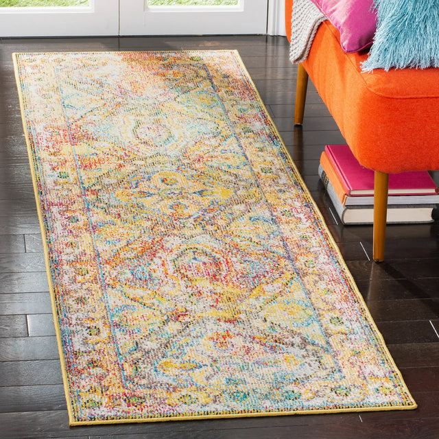 Safavieh Crystal 2'-2" x 7'-0" Rug in Light Blue / Orange