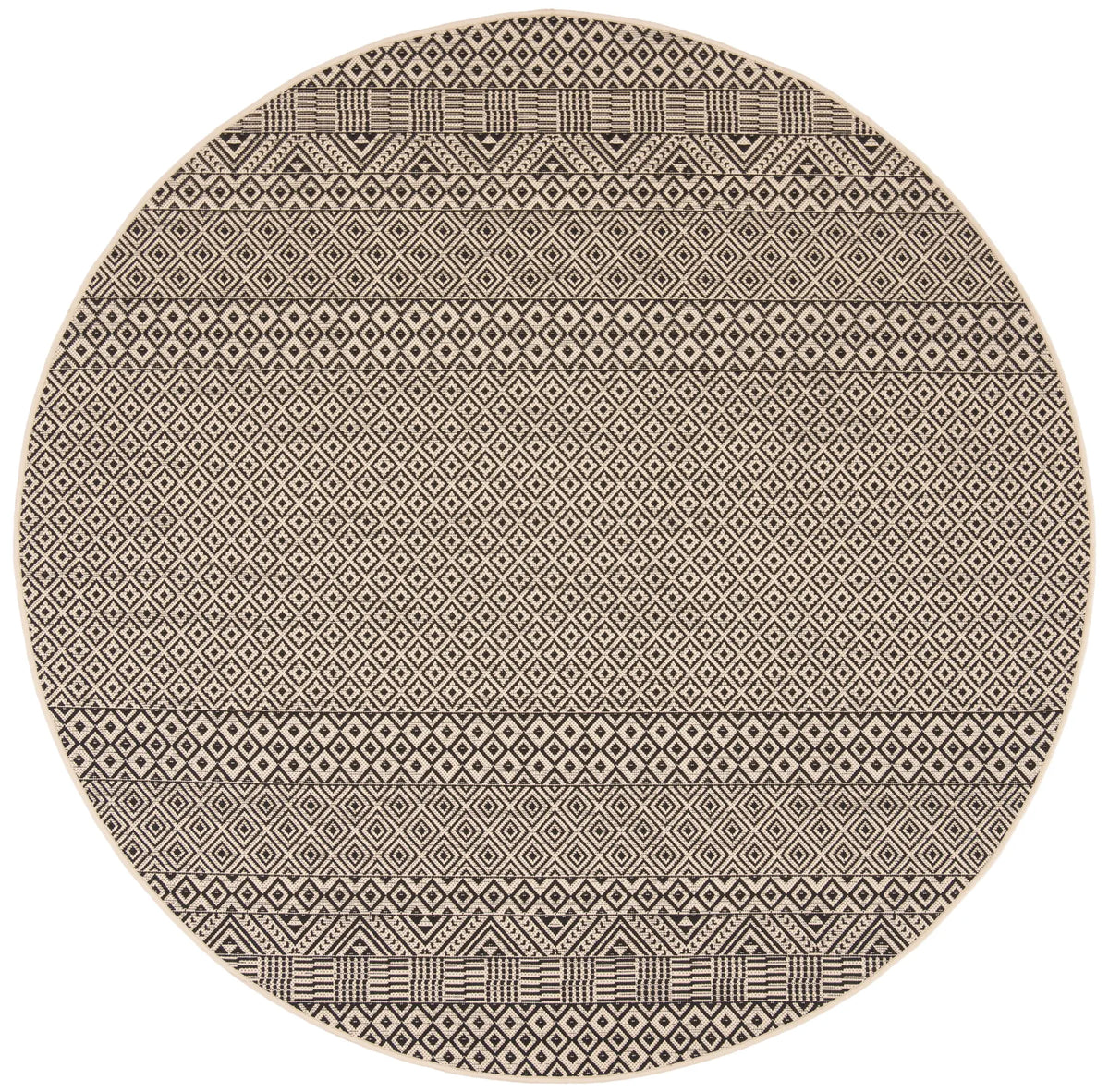 Safavieh Courtyard 5'-3" x 5'-3" Rug in Beige / Black