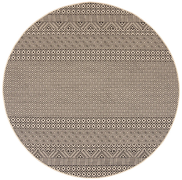 Safavieh Courtyard 5'-3" x 5'-3" Rug in Beige / Black