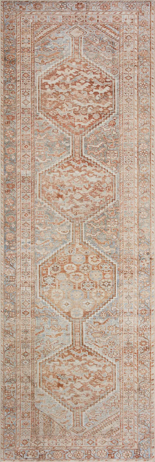 Chris Loves Julia x Loloi Jules 4-Jul Tangerine / Mist Rug - runner flat