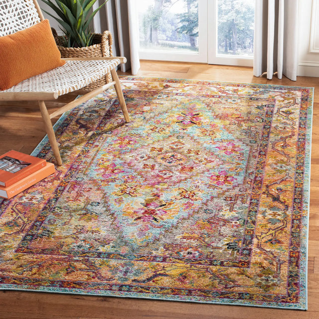 Safavieh Crystal 5'-0" x 8'-0" Rug in Light Blue / Orange