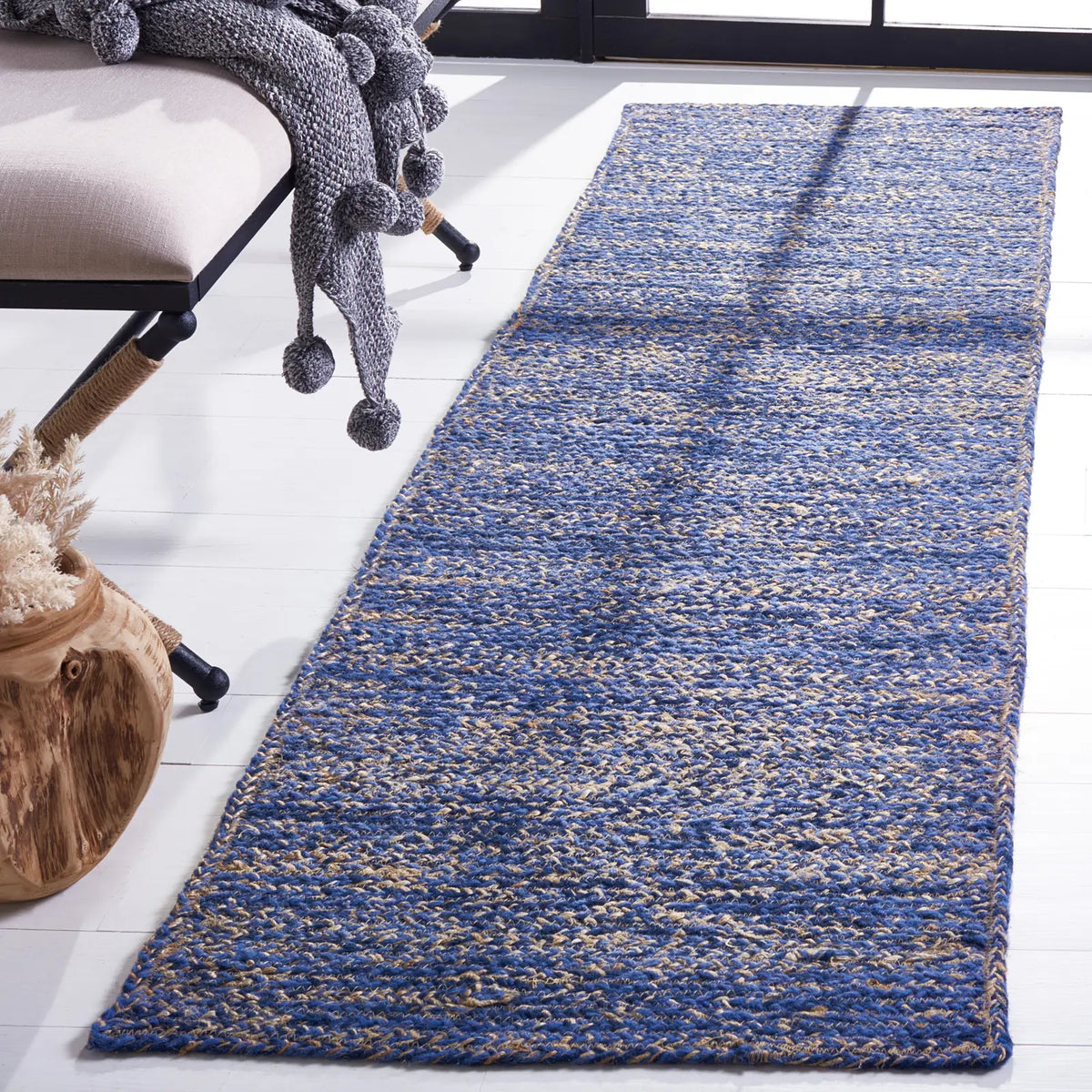 Safavieh Natural Fiber 2'-3" x 8'-0" Rug in Blue / Natural