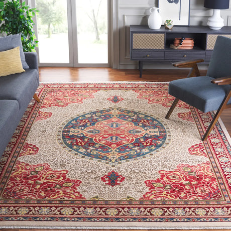 Safavieh Kashan 8'-0" x 10'-0" Rug in Ivory / Red