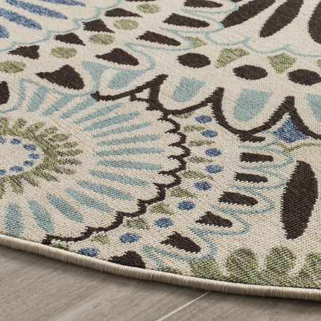 Safavieh Veranda 5'-3" x 5'-3" Rug in Cream / Blue