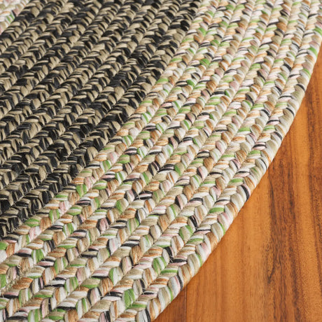 Safavieh Braided 5'-0" x 8'-0" Rug in Black / Light Green