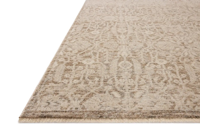 Loloi Clarisse CLS-06 Traditional Power Loomed Fog, Bone Rug - rug corner