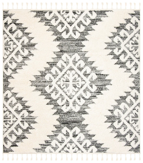 Safavieh Moroccan Tassel Shag 6'-7" x 6'-7" Rug in Ivory / Grey
