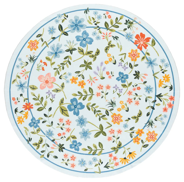 Safavieh Martha Stewart Washable 6'-0" x 6'-0" Rug in Light Blue / Rust