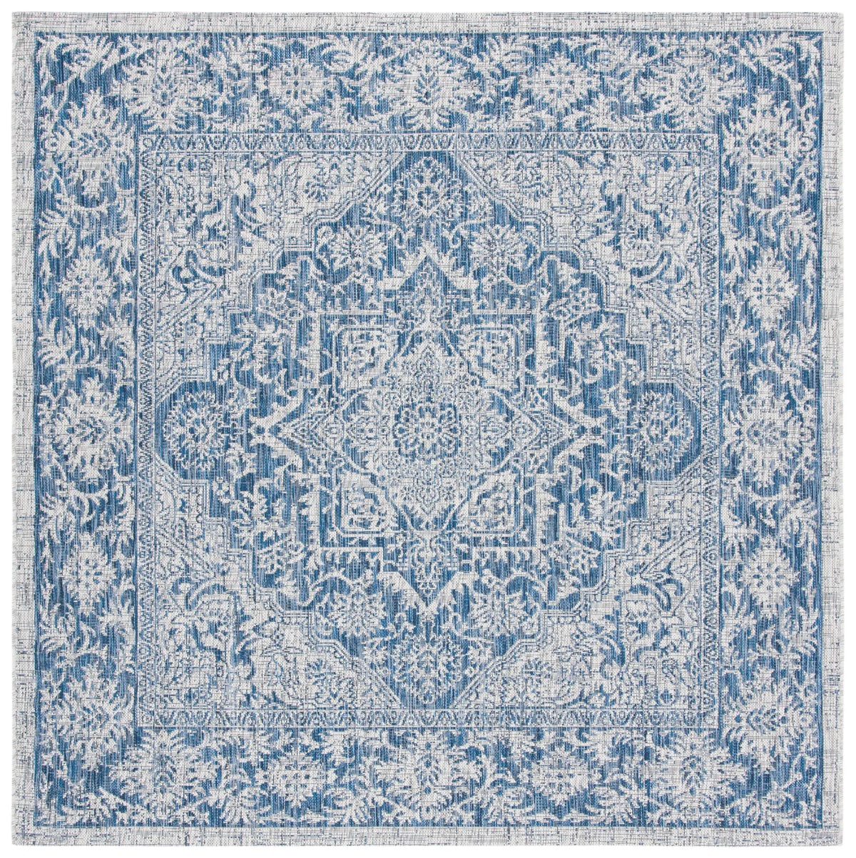 Safavieh Courtyard 6'-7" x 6'-7" Rug in Light Grey / Navy