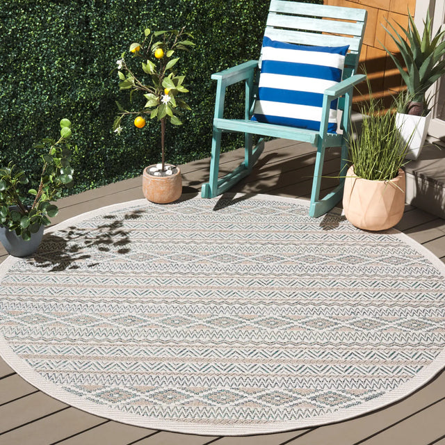 Safavieh Wicker 6'-7" x 6'-7" Rug in Aqua / Beige